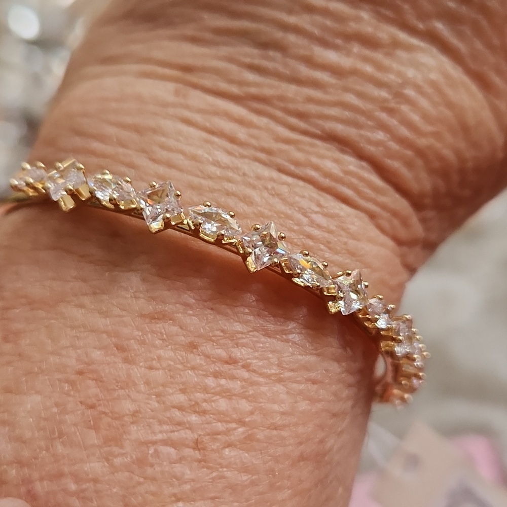 Francesca's Gold and Crystal Accent Bangle